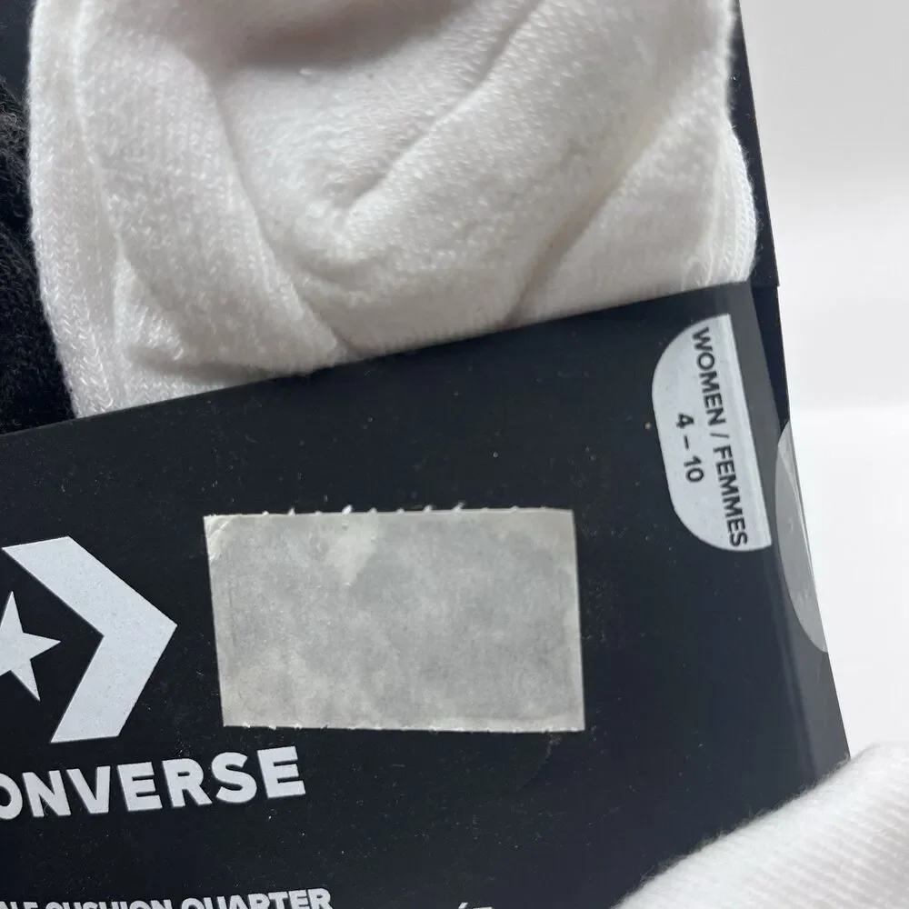 Converse Chucks Half Cusion Quarter Socks 6 pair Women's Size 4-10 BLACK & WHITE